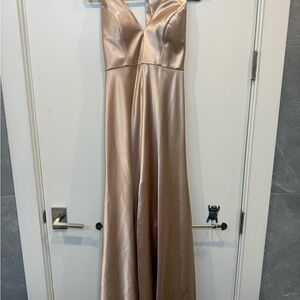 Jenny Yoo Satin Bridesmaid Dress in Champagne